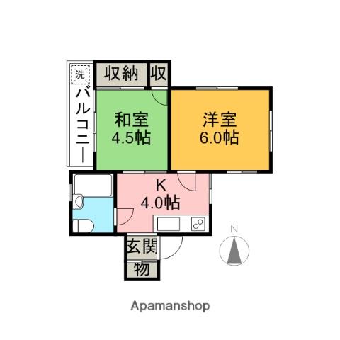 上荻パールハイツ(2DK/2階)の間取り写真