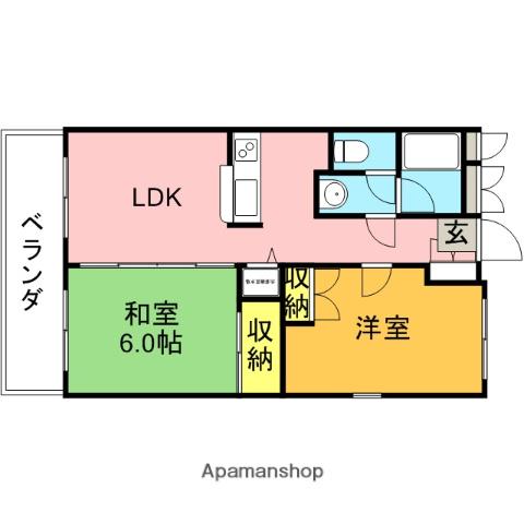 O2サカイ(2DK/1階)の間取り写真