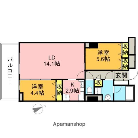 グランピラー高井戸(2LDK/10階)の間取り写真