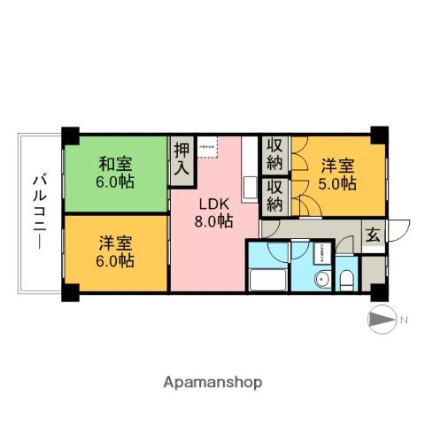 エステート柿の木(3DK/2階)の間取り写真