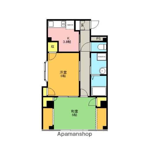 定建ビル(2K/1階)の間取り写真
