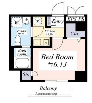 駒場パークサイドヒルズ(1K/2階)の間取り写真