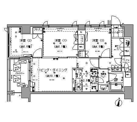 ガーデニエール砧レジデンス(3LDK/4階)の間取り写真