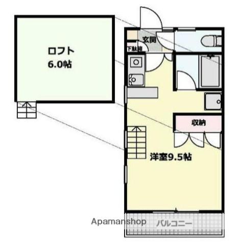 アイビーハウス(ワンルーム/2階)の間取り写真