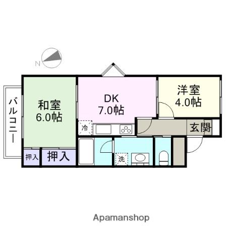 ドルチェ豪徳寺(2DK/1階)の間取り写真