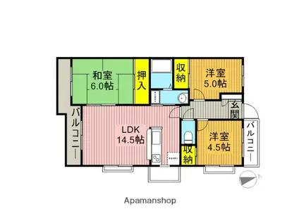 エスト大蔵(3LDK/1階)の間取り写真