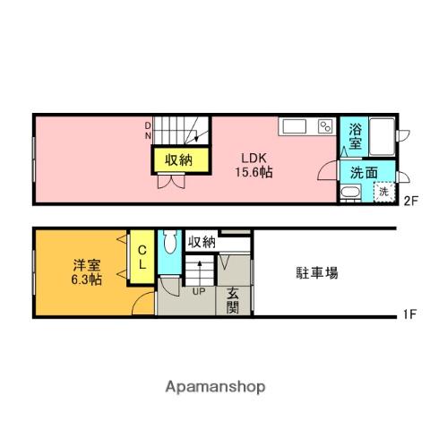 パーシモンハウス(1LDK/1階)の間取り写真