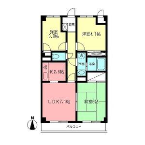 ペアムール三竹(3LDK/3階)の間取り写真