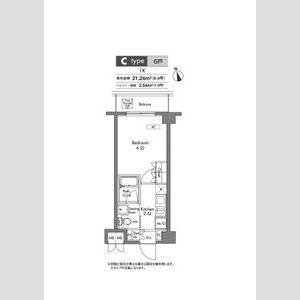 プラウドフラット神楽坂(1K/2階)の間取り写真