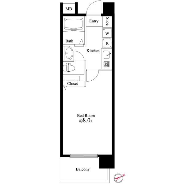 カスタリア新宿御苑2(1K/4階)の間取り写真