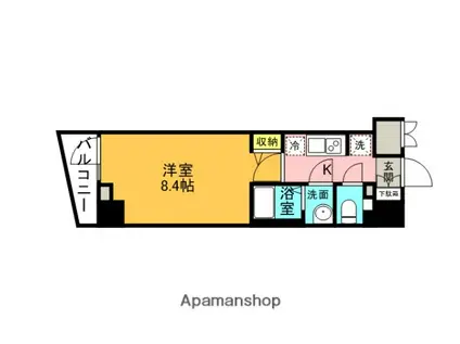 ジェノヴィア世田谷桜丘スカイガーデン(1K/8階)の間取り写真