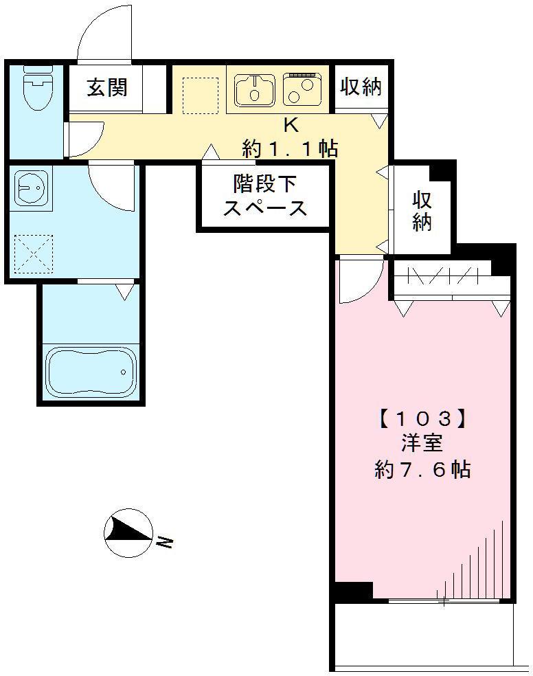 ジュネス明大前(1K/1階)の間取り写真
