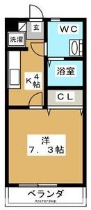 グレイスガーデンⅡ(1K/2階)の間取り写真