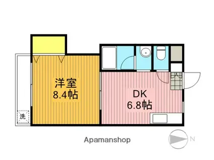 成城島田マンション(1DK/3階)の間取り写真