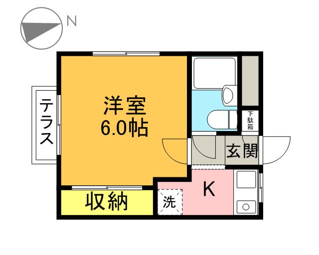 ハイツ岸本(1K/1階)の間取り写真
