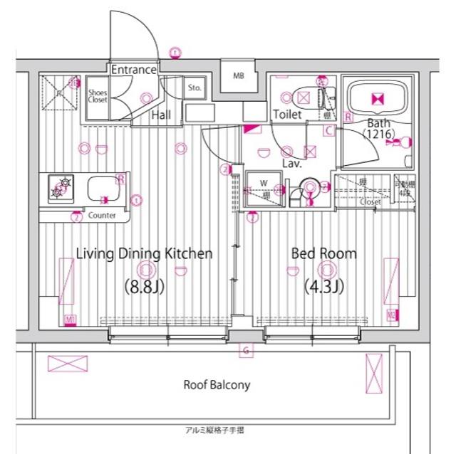 ガーラ・ヴィスタ調布(1LDK/4階)の間取り写真