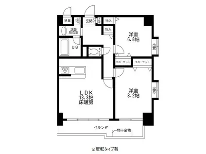 スペリオコート狛江(2LDK/7階)の間取り写真