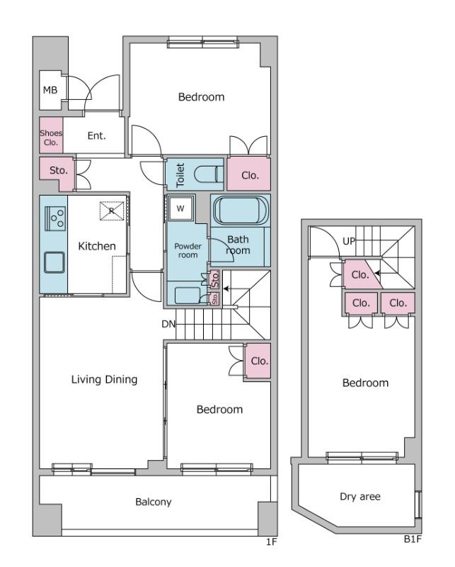 レジディア世田谷弦巻(3LDK/1階)の間取り写真