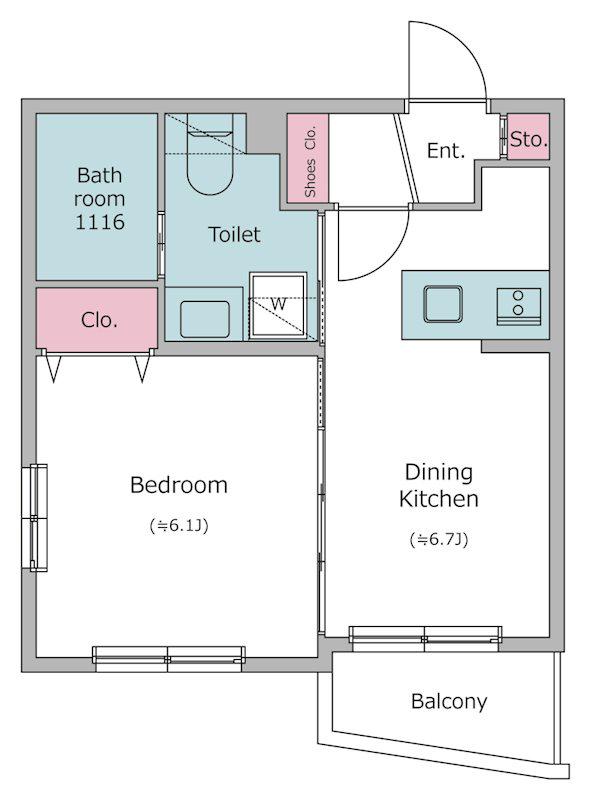 レジディア世田谷若林(1DK/2階)の間取り写真