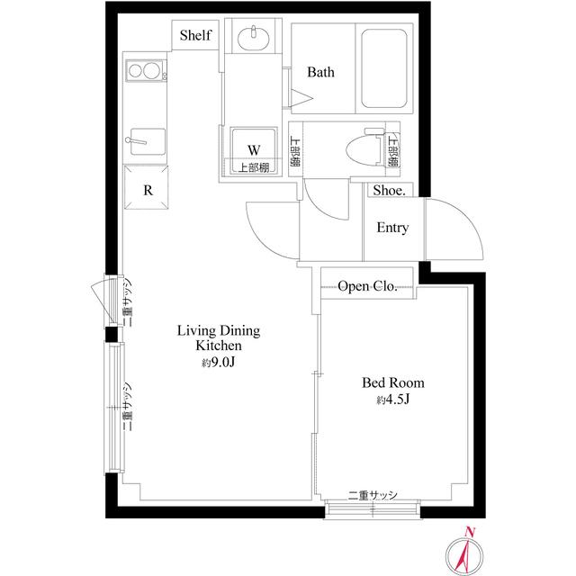 CASA PIAZZA 新宿中落合(1LDK/4階)の間取り写真