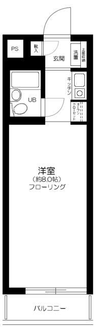 桜新町アムフラット(1K/1階)の間取り写真
