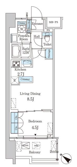 レガシス中目黒(1LDK/2階)の間取り写真