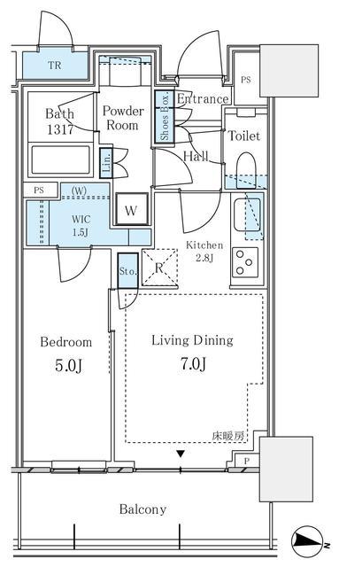 パークタワー西新宿(1LDK/8階)の間取り写真