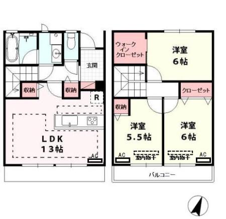 コモレビ大蔵　Ｑ(3LDK)の間取り写真
