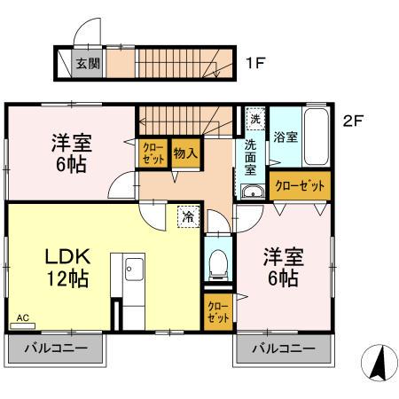 アンソレイユABCDEFG(2LDK/2階)の間取り写真