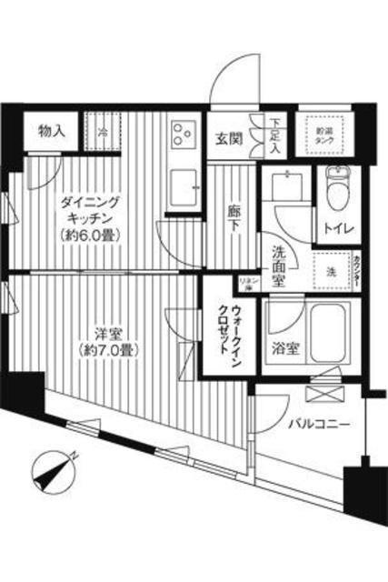 コスモリード新宿余丁町(1DK/5階)の間取り写真