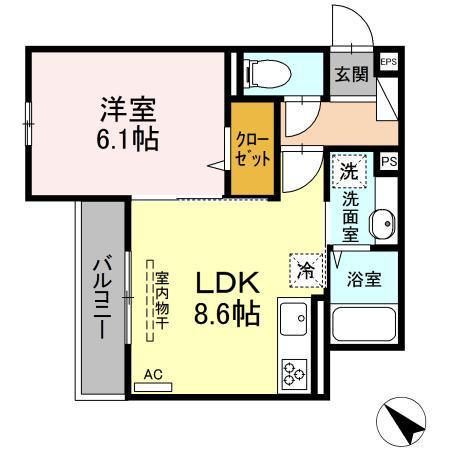 ガーデニア(1LDK/2階)の間取り写真
