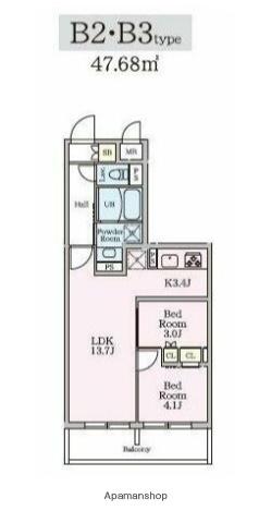 リビオメゾン大岡山(2LDK/2階)の間取り写真