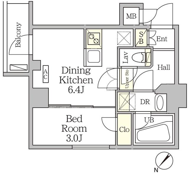 アジールコート池尻大橋(1DK/3階)の間取り写真