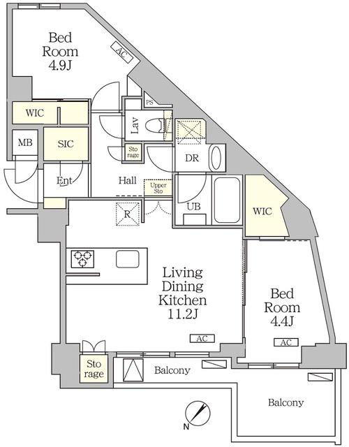 アジールコート池尻大橋(2LDK/5階)の間取り写真