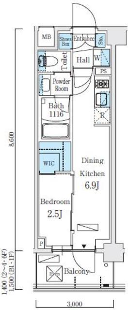 リビオメゾン東北沢(1DK/5階)の間取り写真