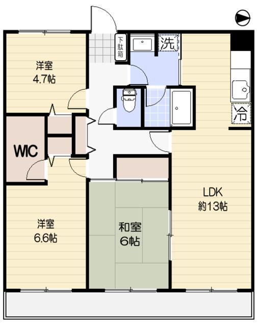 ウッディー遠藤(3LDK/3階)の間取り写真