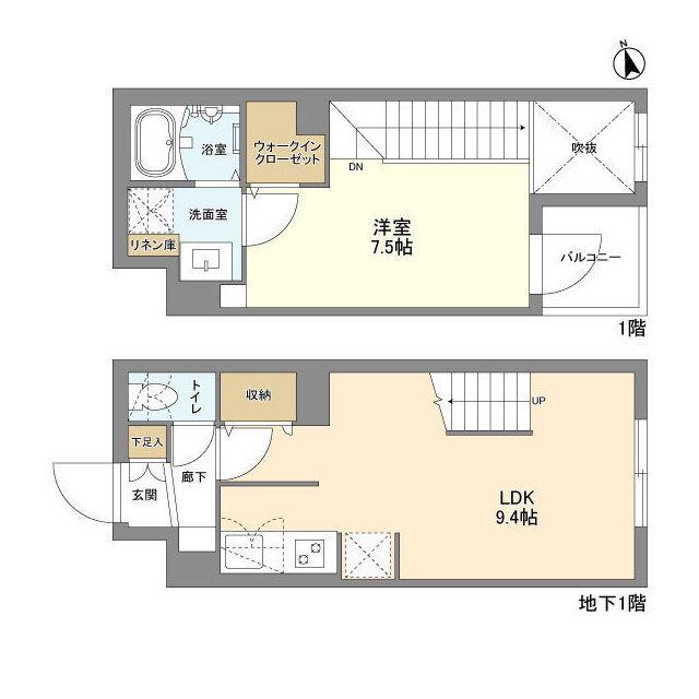 ウェルスクエア新宿戸山(1LDK/B1階)の間取り写真