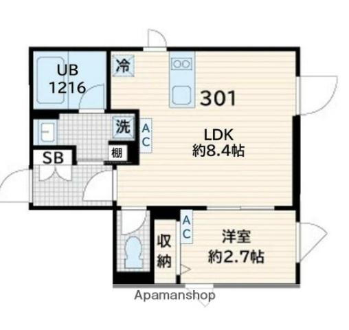 FULLEA奥沢(1LDK/3階)の間取り写真