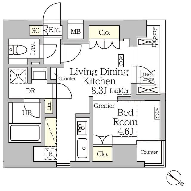 アジールコート松濤(1LDK/12階)の間取り写真