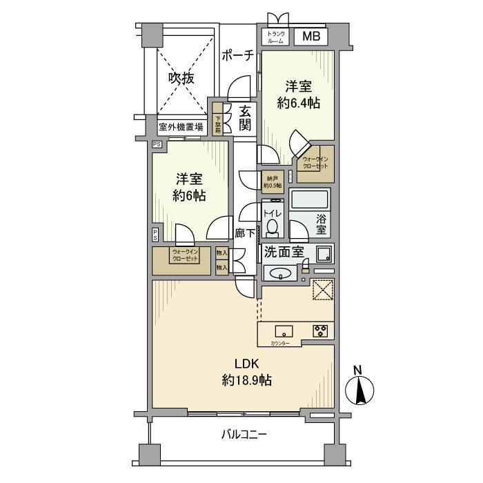 プラウド蘆花公園(2LDK/2階)の間取り写真