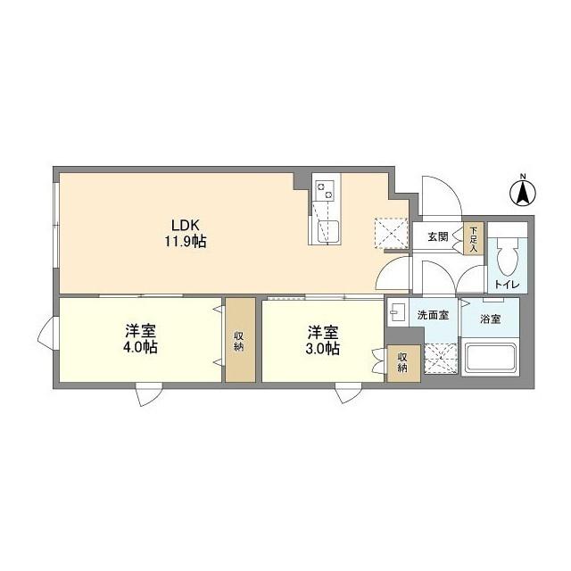 ウェルスクエア笹塚Ⅱ(2LDK/3階)の間取り写真