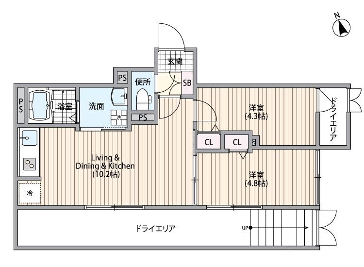 HJクラウンⅠ(2LDK/1階)の間取り写真