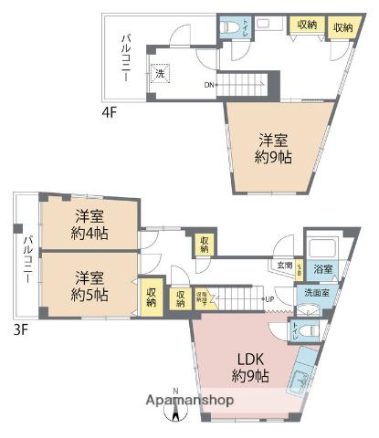 シンワビル(4LDK/3階)の間取り写真