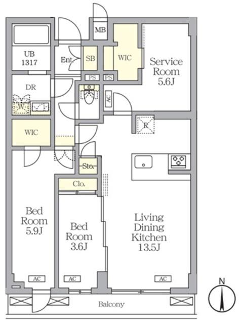 アジールコート都立大学(2SLDK/3階)の間取り写真