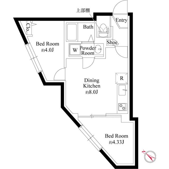 エルファーロ明大前Ⅲ(2DK/3階)の間取り写真