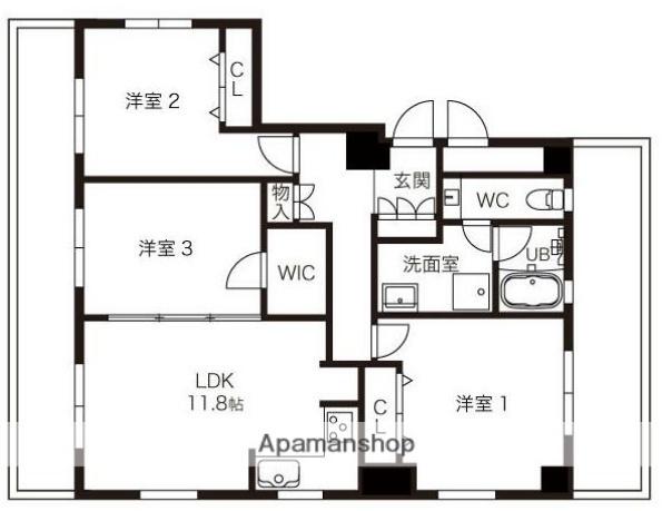 パルムアベニュー新高円寺(3LDK/7階)の間取り写真