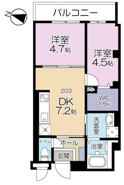 A.FLAT II(2DK/2階)の間取り写真
