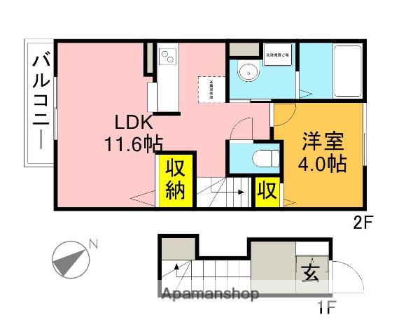 K HOUSE(1LDK/2階)の間取り写真