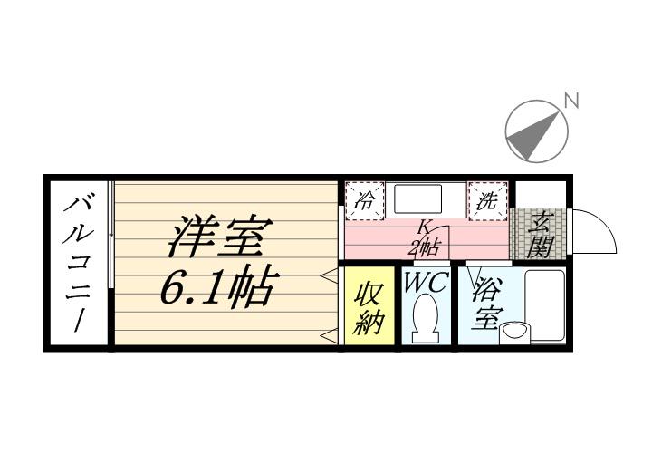 ハイランド経堂(ワンルーム/2階)の間取り写真