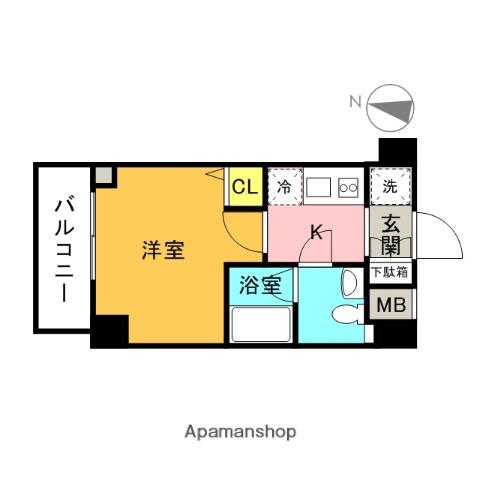 プレール・ドゥーク渋谷幡ヶ谷(1K/2階)の間取り写真